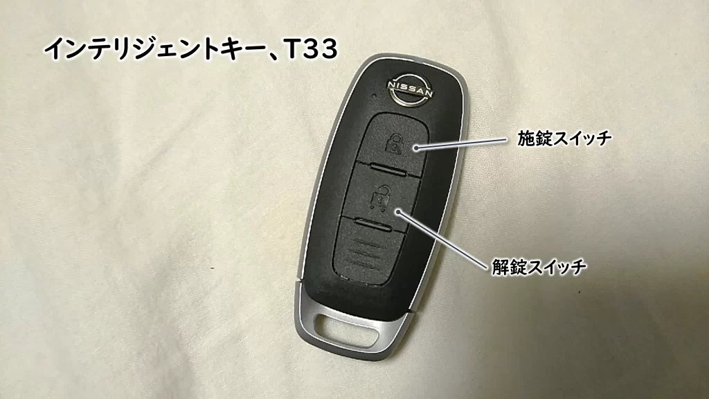 インテリジェントキーの施錠スイッチと解錠スイッチの位置